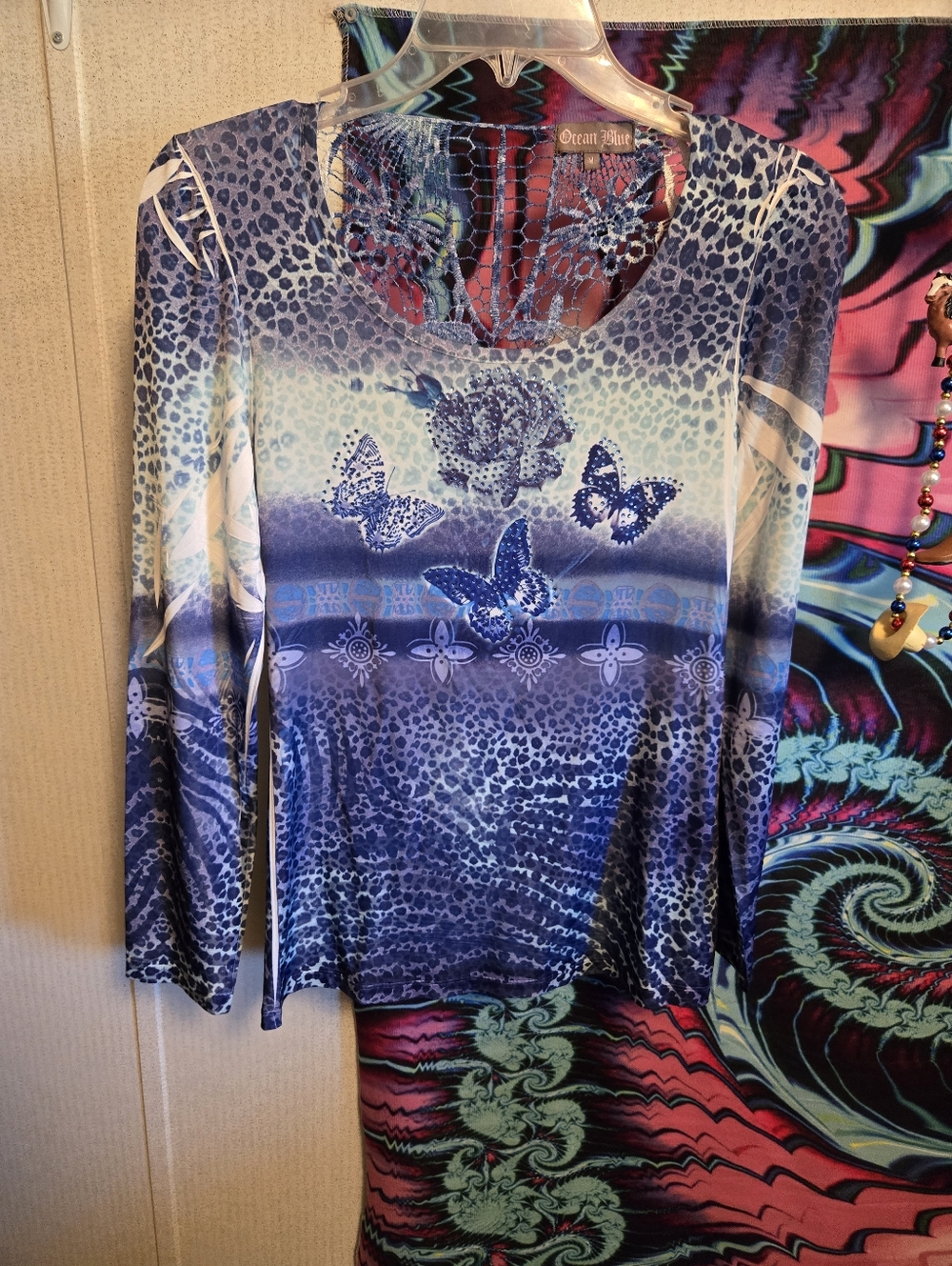 Butterfly Print Long Sleeve Top